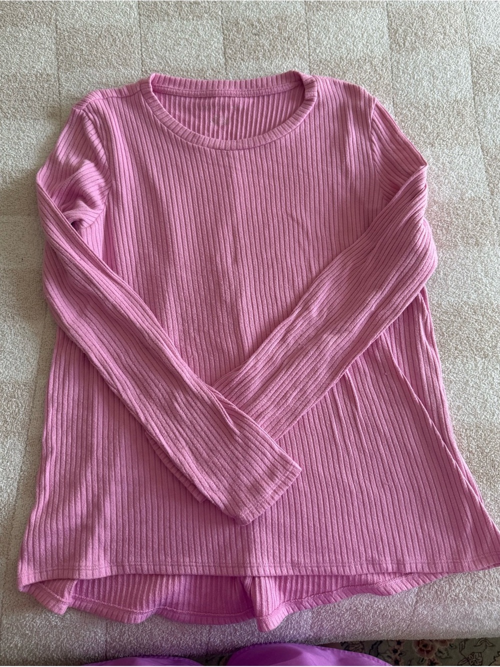 American Eagle Outfitters Pink Ribbed Long Sleeve Tee